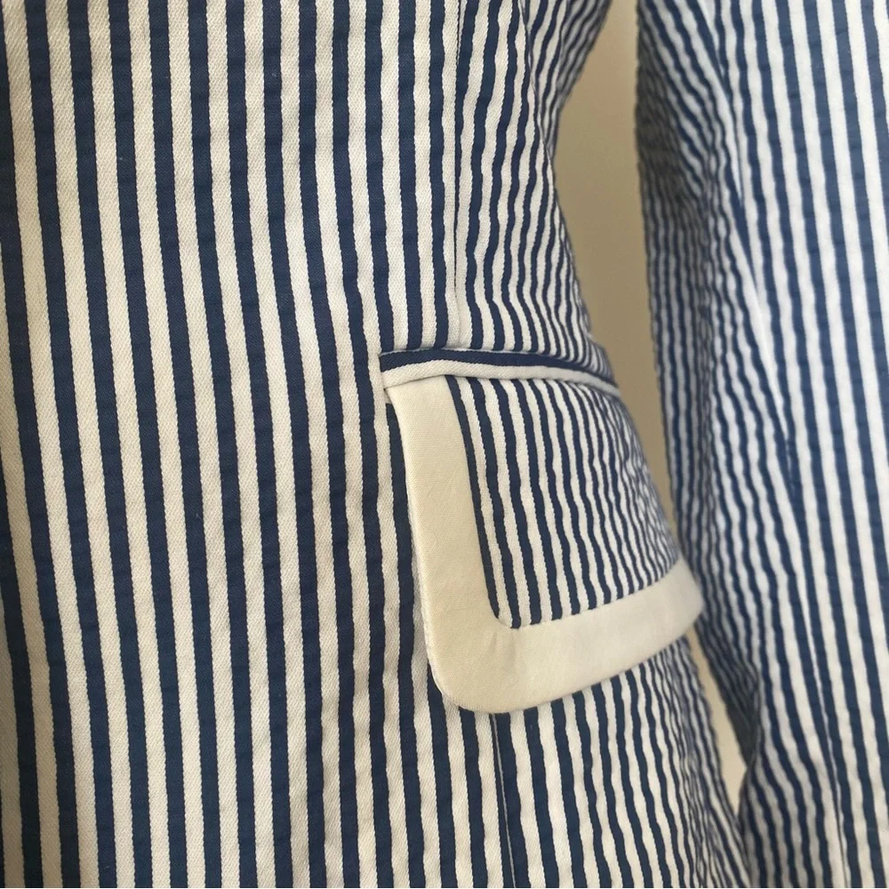 St. John Navy and White Striped Blazer - Picture 3 of 10